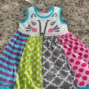 Jelly The Pug Multicolor Cat Face Dress